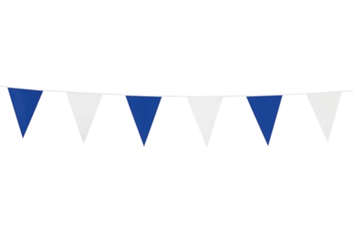 Vimpelguirlande med snor 3m - Hvid & Blå
